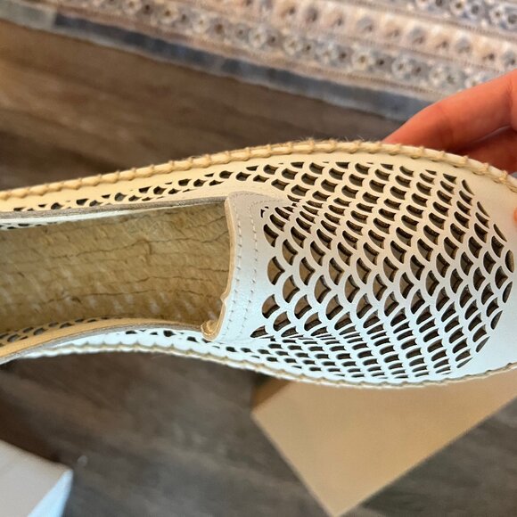 Perforated White Leather Smoking Slippers - Soludos - Picture 2 of 3